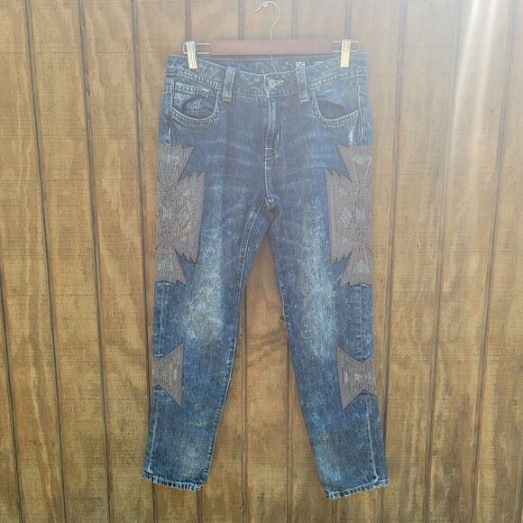 Miss Me Embroidered Southwest Aztec Boyfriend Ankle Jeans Size 25  30 Waist - Picture 1 of 12